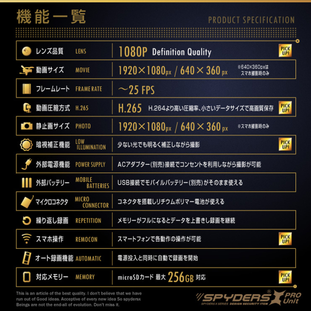 UT-126 スパイカメラ 小型カメラ 隠しカメラ 基板カメラ 基盤カメラ オンスクエア スパイダーズX