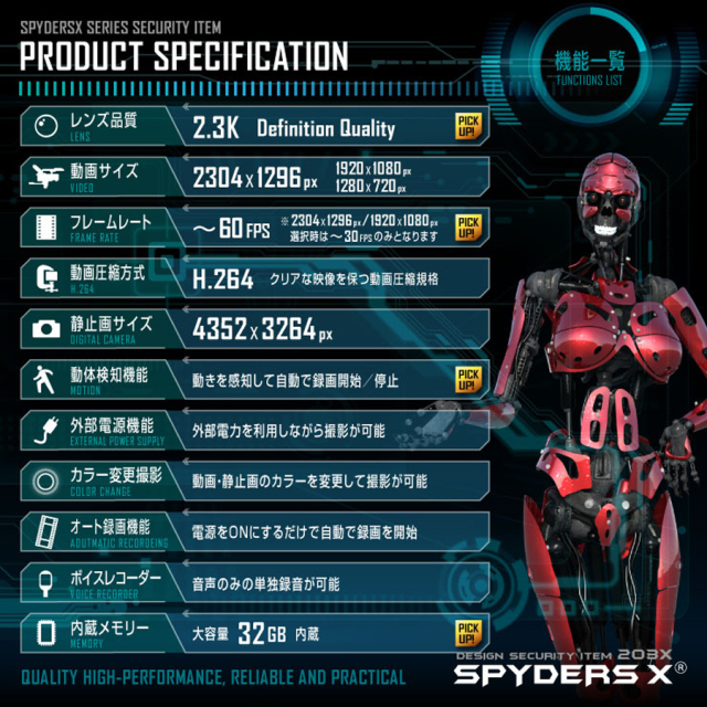 W-707 スパイカメラ 小型カメラ 隠しカメラ 時計型カメラ オンスクエア スパイダーズX