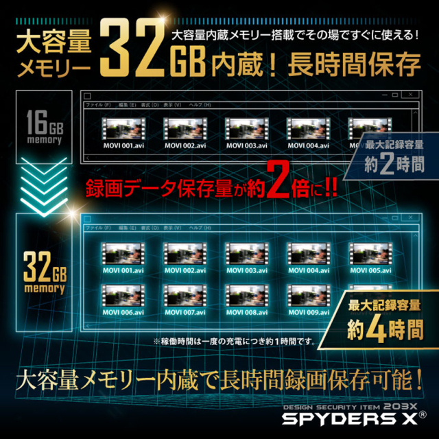 W-707 スパイカメラ 小型カメラ 隠しカメラ 時計型カメラ オンスクエア スパイダーズX