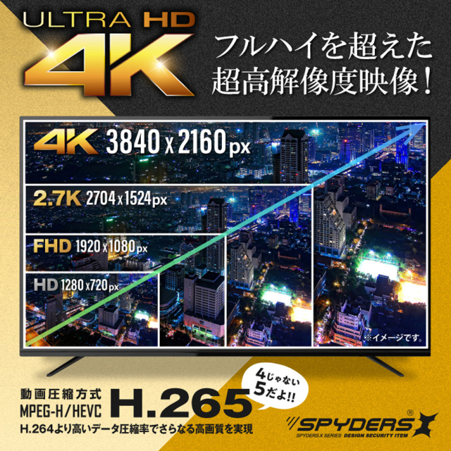 W-713 スパイカメラ 小型カメラ 隠しカメラ 時計型カメラ 4Kカメラ オンスクエア スパイダーズX