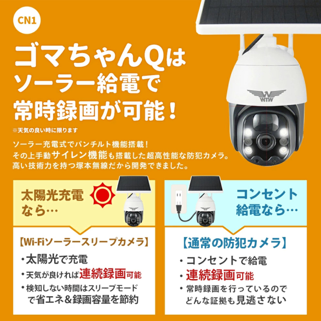 WTW-E1672W(ゴマちゃんQ Plus) 防犯カメラ 監視カメラ 塚本無線
