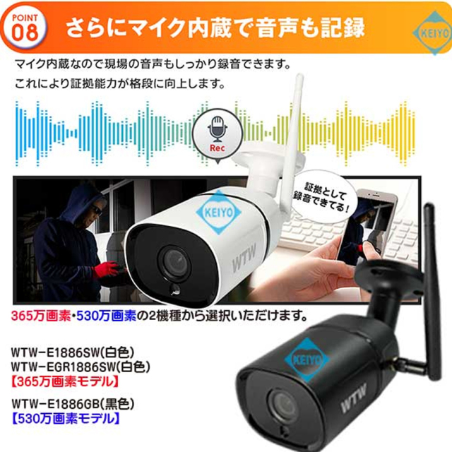 WTW-E1886SW(白色) 防犯カメラ 監視カメラ 塚本無線