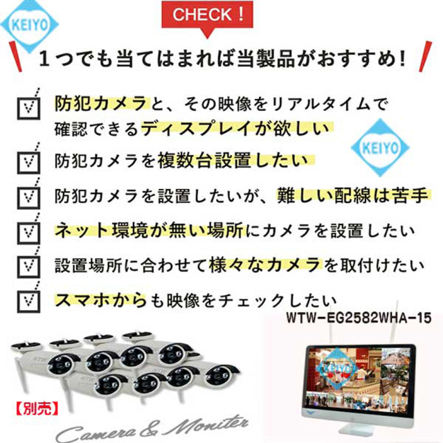 WTW-EG2510WHA-15 防犯カメラ 監視カメラ ワイヤレスカメラ 無線カメラ 塚本無線 イーグル