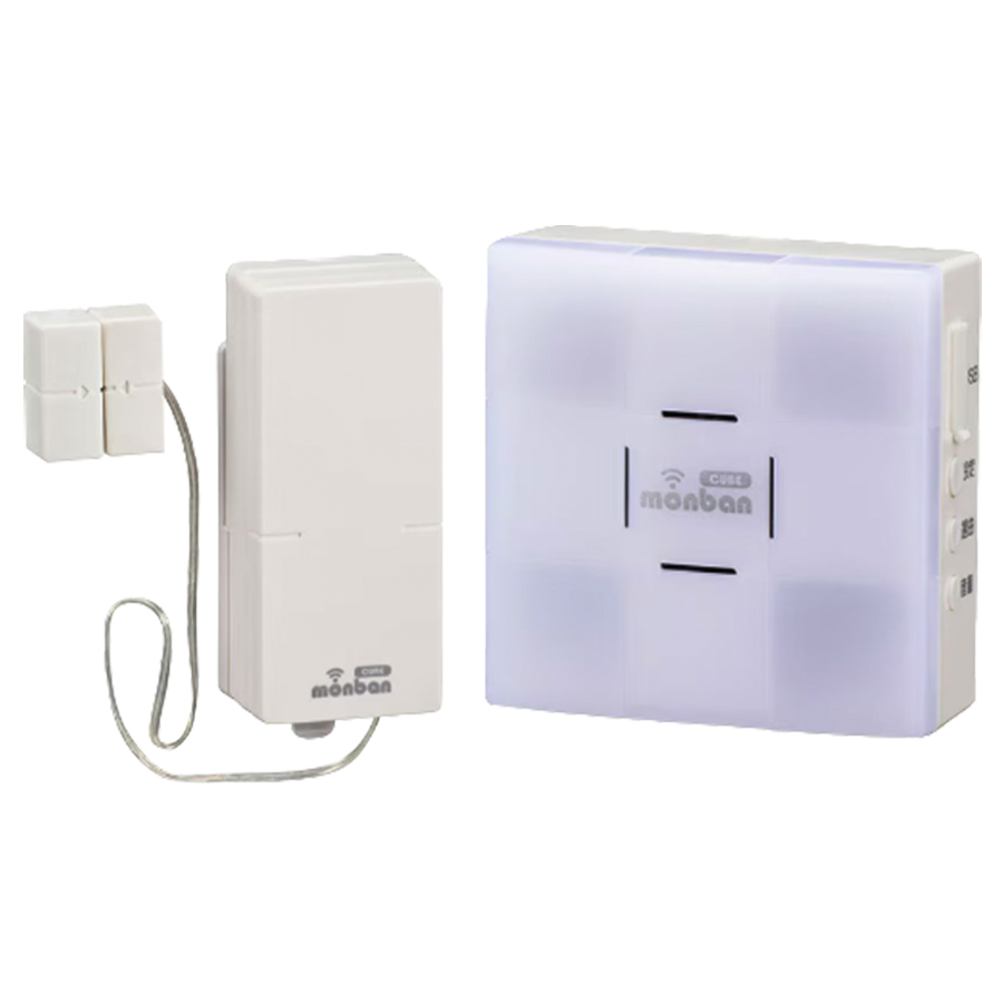 OCH-MAGT-FBR25(08-1906) | monban CUBE II ワイヤレスチャイムセット(扉センサー送信機＋光フラッシュ電池式受信機)【防犯グッズ】【オーム電機】【OHM】