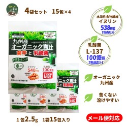 (メール便で送料無料)【九州産】【まもり高める乳酸菌L-137】オーガニック青汁　菊芋と乳酸菌（スティックパウダー）　15包入り×2袋　自社栽培有機菊芋と九州産有機原料使用