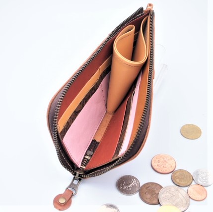 エルファ　　うす型L字長財布　　（キャメルM）