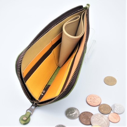 エルファ　　うす型L字長財布　（抹茶グリーンM）