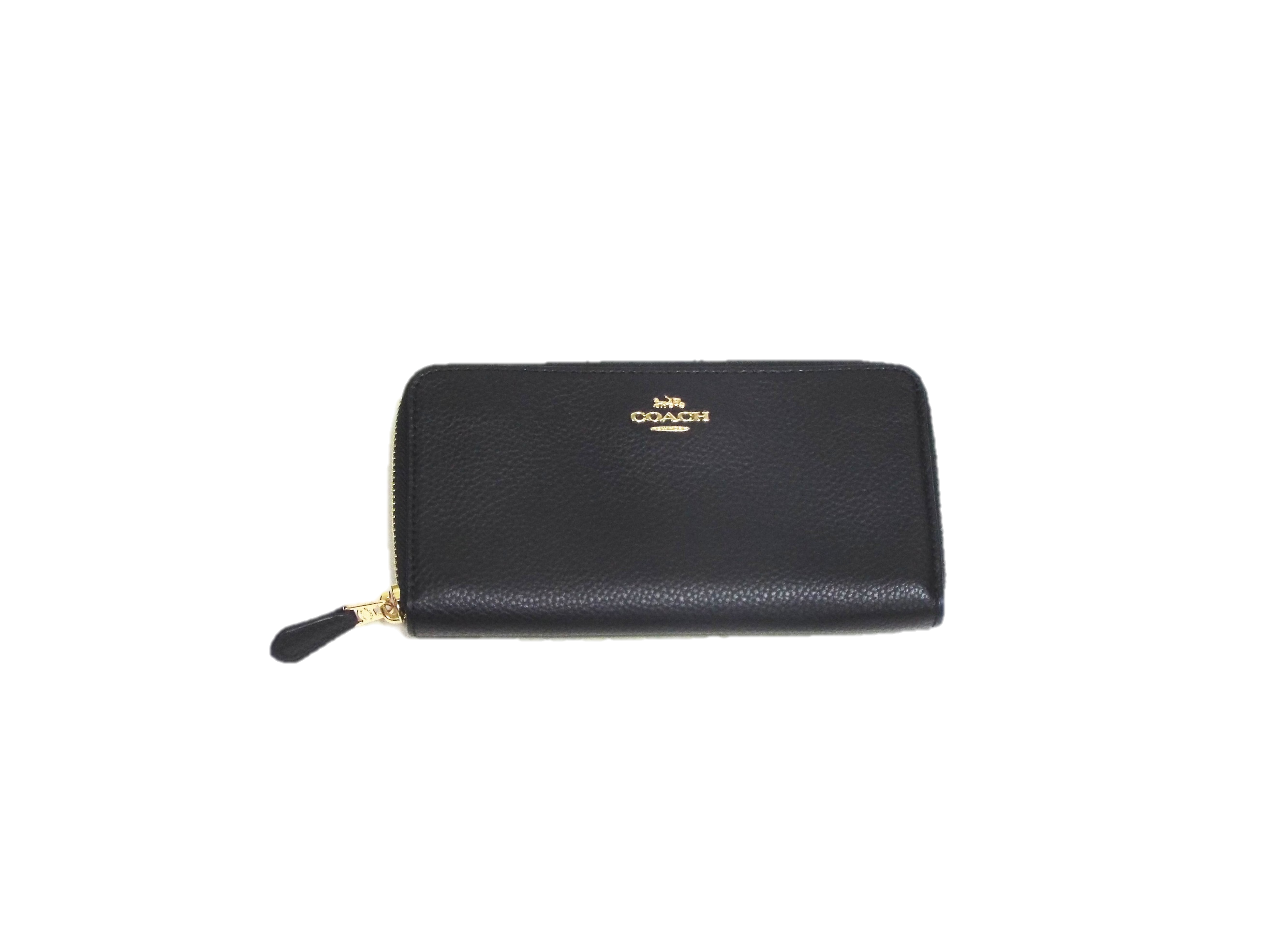 COACH(コーチ）ぺブルレザーラウンドファスナー長財布　16612　BK