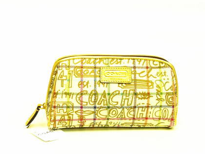 【70%OFF】コーチ　グラフィティ　コスメティックポーチＳサイズ　43562　マルチ×ゴールドxm