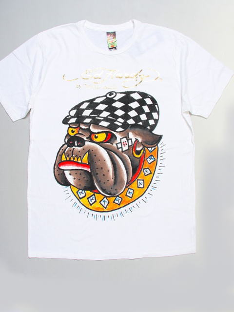 エドハーディー　ハワイ限定メンズＴシャツ　ブルドック　ホワイト　ｖｖ　xm