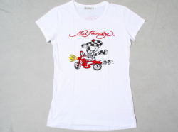 エドハーディー　レディース　ラインストーン付き　スピーディーTシャツ　Lサイズ　ホワイト　ｖｖ　xm