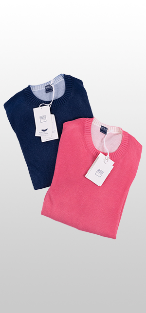 FEDELIフェデーリ ウールカシミアナイロンブークレソリッドクルーネックニット FEDELI（フェデーリ）ウールカシミアナイロンブークレソリッドクルー