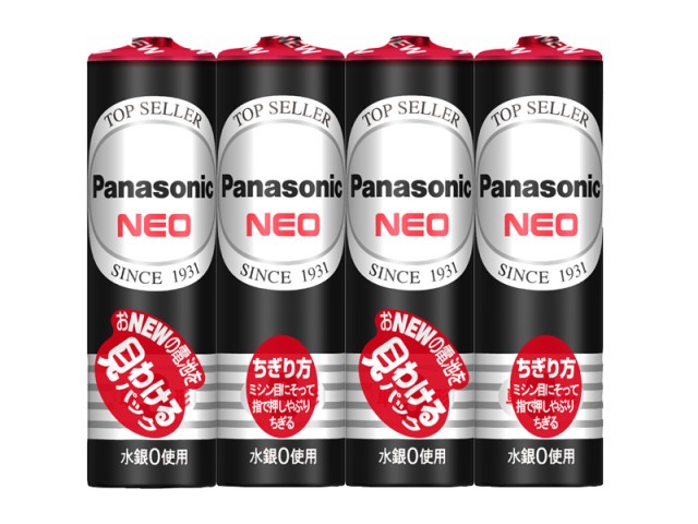 パナソニック　マンガン乾電池ネオ黒単３形４個パック R6PNB/4VSE  ケース100パック入り