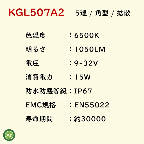 KBL 車体用 LED ライト 作業灯 KGL507A2