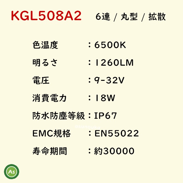 KBL 車体用 LED ライト 作業灯 KGL508A2