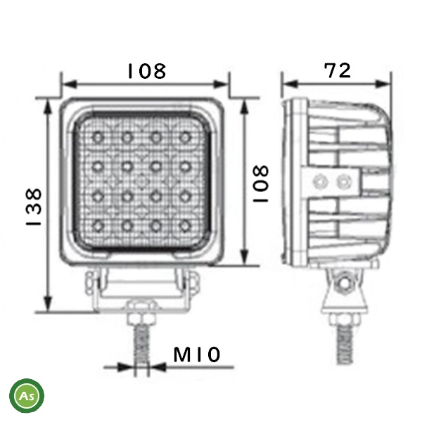 KBL LEDライト KGL558A 16連 角型 拡散 IP68 防塵 防水 車体用ライト