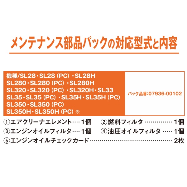 クボタ純正 メンテナンスパック02 SLトラクター 07936-00102