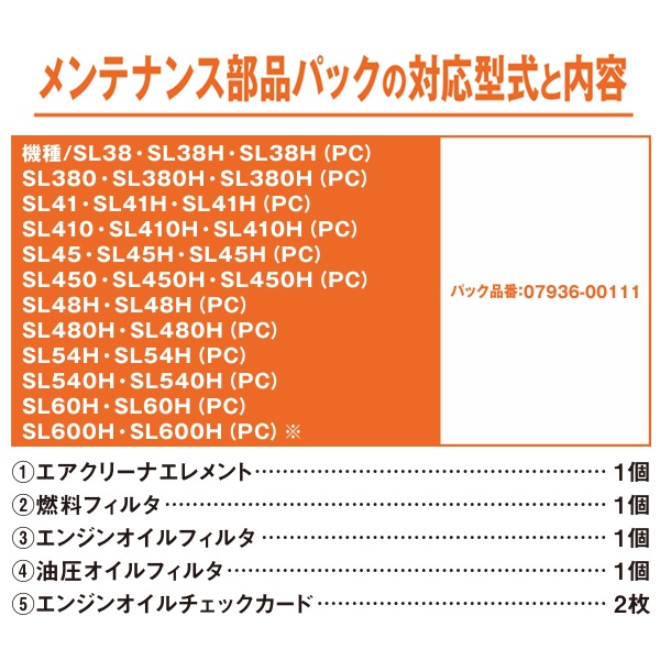 クボタ純正 メンテナンスパック03 SLトラクター 07936-00111
