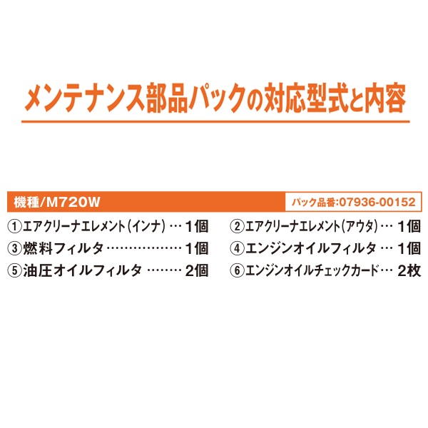 クボタ純正 メンテナンスパック07 M720W トラクター 07936-00152
