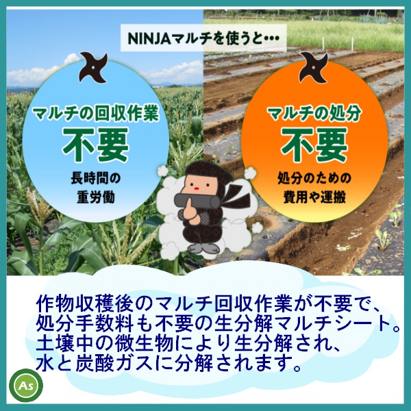 農業用分解マルチシート 950mm×200m 厚さ約0.014mm NINJAマルチ