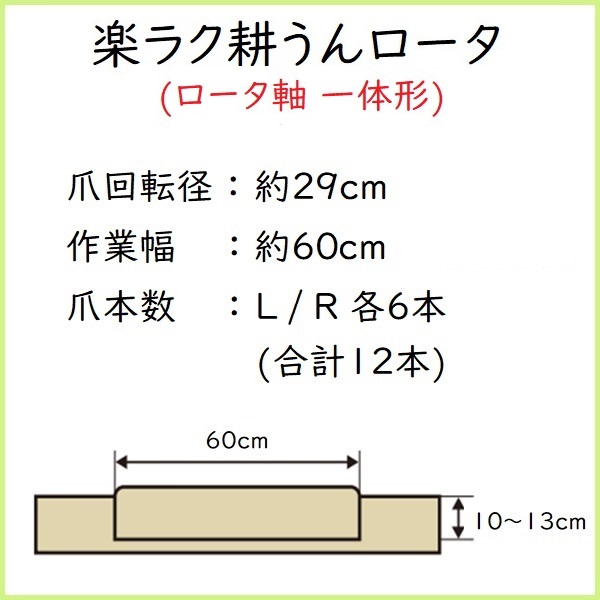 クボタ管理機 アタッチメント TMA350,300用 楽ラク耕うんロータ(A600