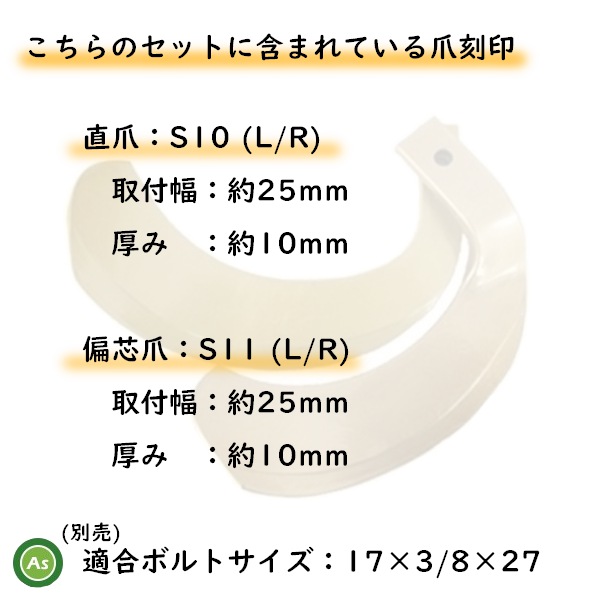 ヤンマー トラクター 耕うん爪 スーパーゴールド爪 44本セット 62-113