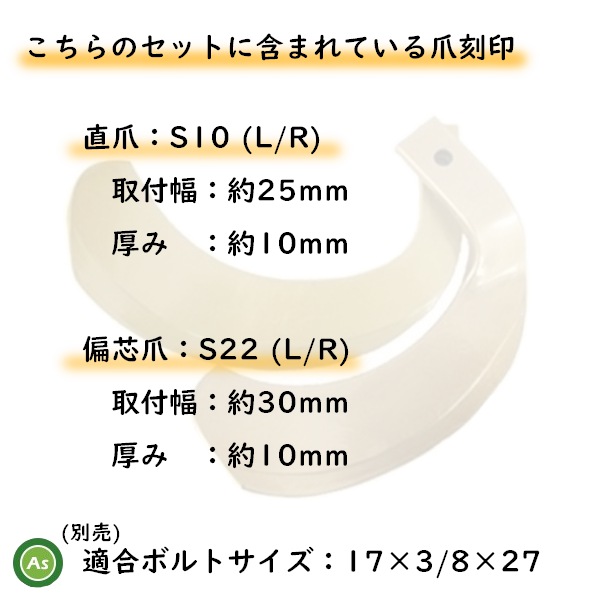イセキ トラクター 耕うん爪 スーパーゴールド爪 38本セット 63-88 S10