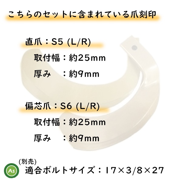 ヤンマー トラクター 耕うん爪 スーパーゴールド爪 30本セット 62-21