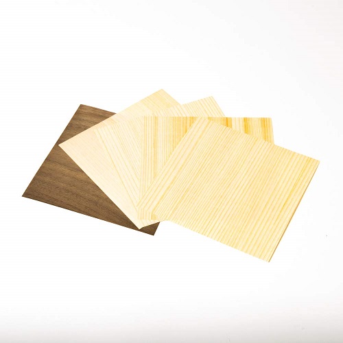 森の紙 曲がる 極薄 天然木 折り紙 杉 ひのき ウォルナット 大 ランダム 5枚セット 150×150mm メール便