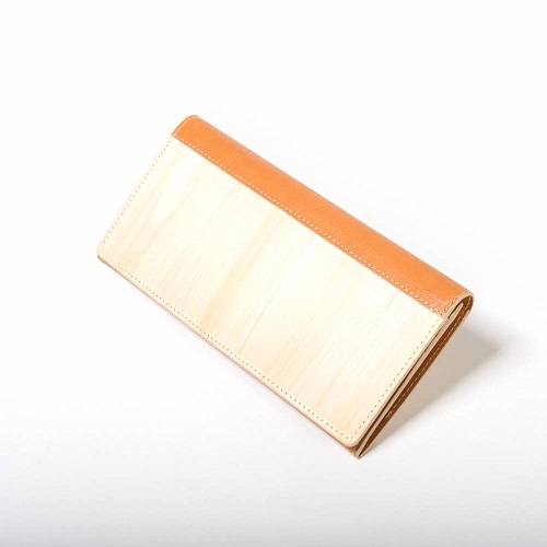 限定品 mori no kami 森の紙 天然木 長財布 二つ折り財布 杉 ひのき ウォルナット 牛革使い メール便