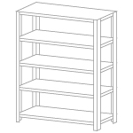 スチール物品棚 （軽量ラック） SPLK型150kg （ボルトレス型）天地５段 間口 (W) 1542mm SPLK-654-5