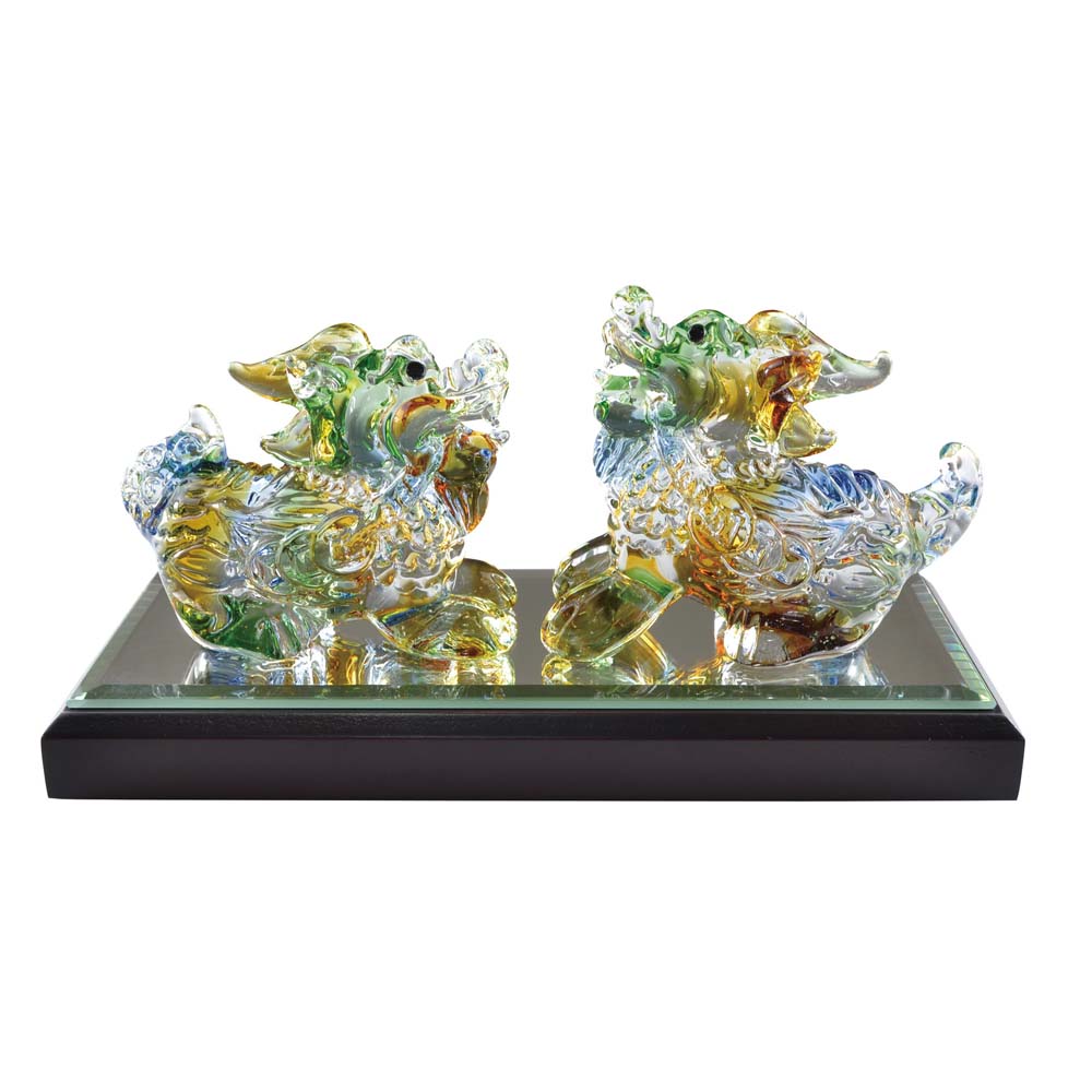 貔貅 ひきゅう ペア色彩ガラス細工 縁起物