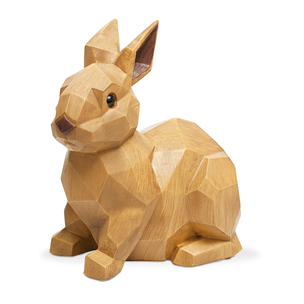 北欧風アニマル貯金箱 ラビット 木目調ポリレジン うさぎさん貯金箱 フタ付き 割らない貯金箱