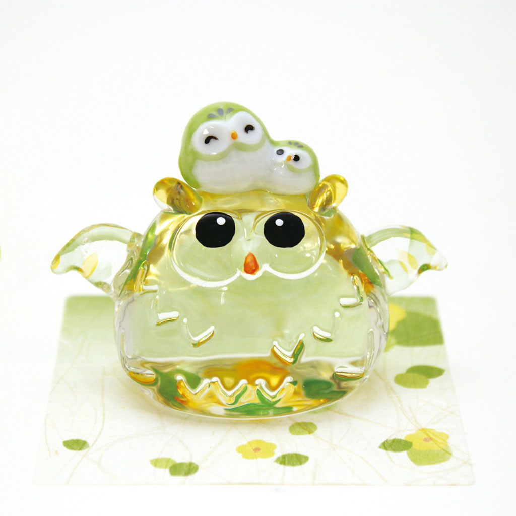 リュウコドウ クリスタル仲良しふくろう