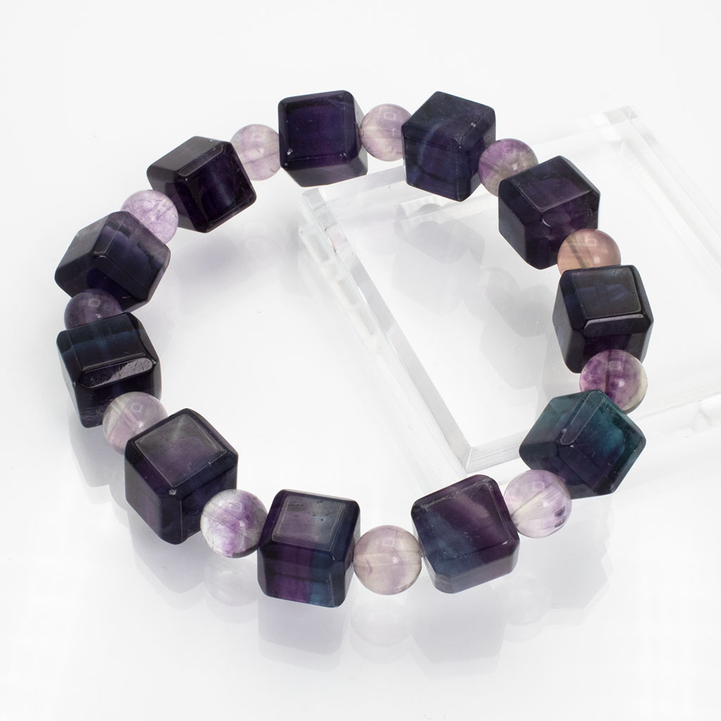 マルチカラーフローライトブレスレット キューブカット アメリカ産