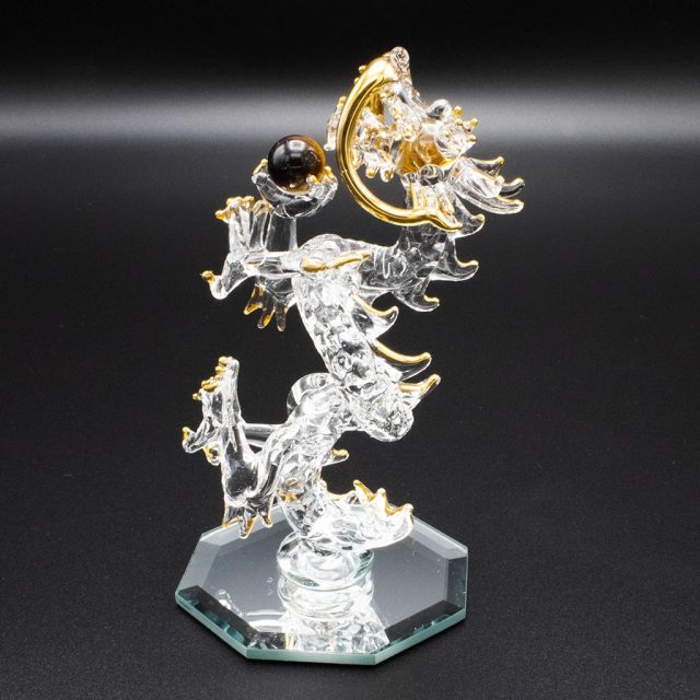 昇龍ガラス細工 金運や仕事運に人気のタイガーアイ付き小さいサイズのおしゃれな開運グッズ