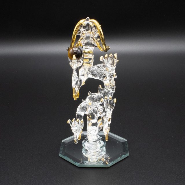 昇龍ガラス細工 金運や仕事運に人気のタイガーアイ付き小さいサイズのおしゃれな開運グッズ