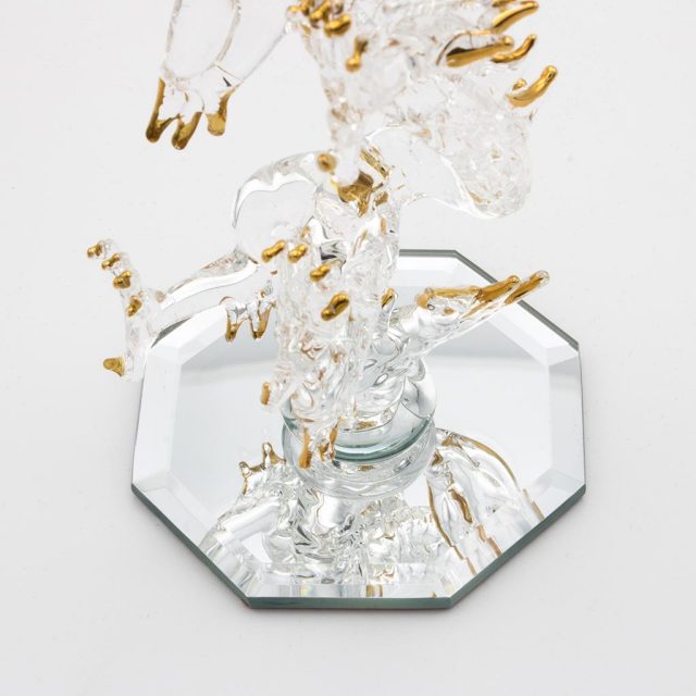 昇龍ガラス細工 金運や仕事運に人気のタイガーアイ付き小さいサイズのおしゃれな開運グッズ