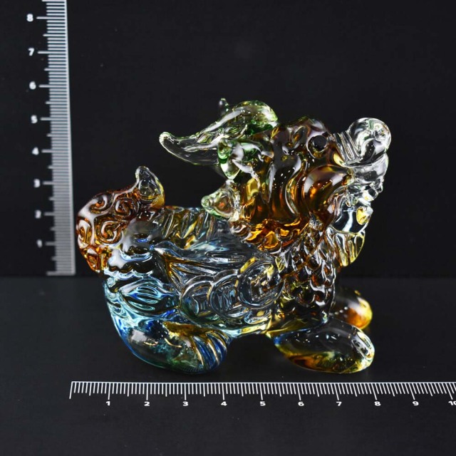 貔貅 ひきゅう ペア色彩ガラス細工 縁起物インテリア 龍の置物 辰年