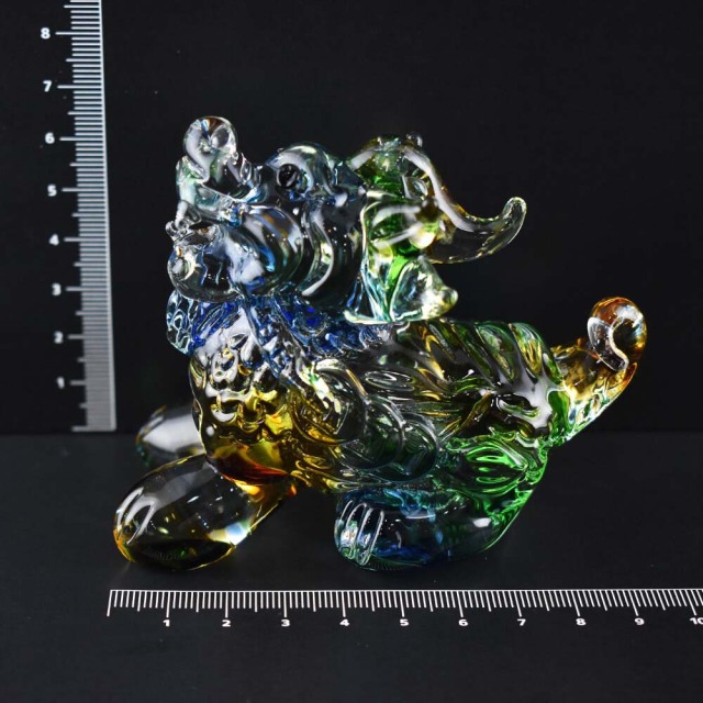 貔貅 ひきゅう ペア色彩ガラス細工 縁起物インテリア 龍の置物 辰年