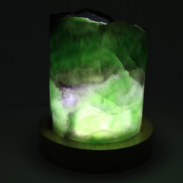 天然石のおしゃれなルームライト フローライトLEDライト付き台座セット