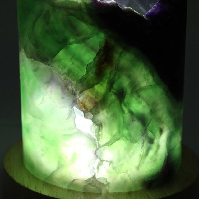 天然石のおしゃれなルームライト フローライトLEDライト付き台座セット