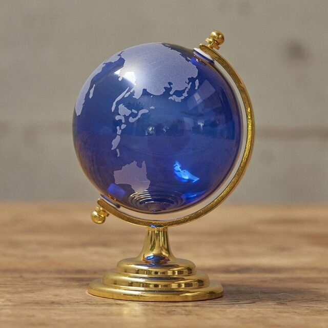 Stained Glass antique 建具　【地球儀】 ガラス地球儀 ブルー サイエンスインテリアを買うならおしゃれ雑貨通販