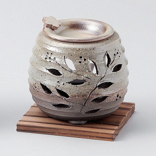 常滑焼茶香炉 石龍作 緑灰釉花茶香炉 板付 グリーンティーの香りを楽しむルームフレグランス