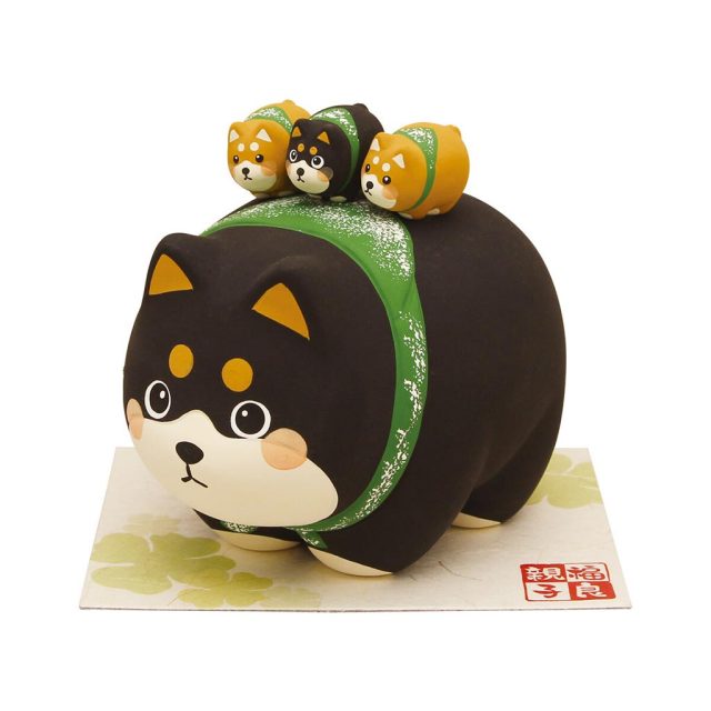 リュウコドウ 和雑貨 ふっくらいぬ 福良親子3匹のせ かわいい犬グッズ