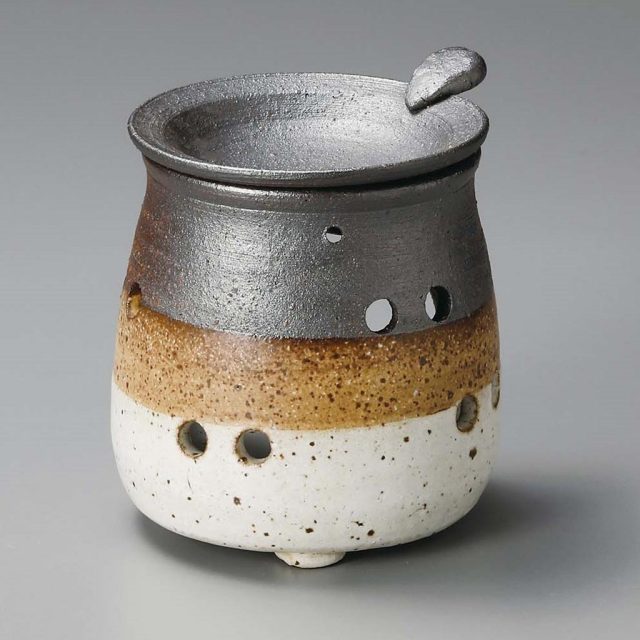 常滑焼茶香炉 山田白細掛分 グリーンティーの香りを楽しむルームフレグランス