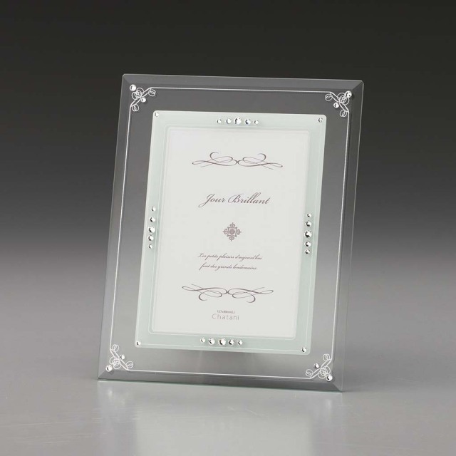 卓上 ブライダルガラスフォトフレーム サービスL判 チェコ製ライン