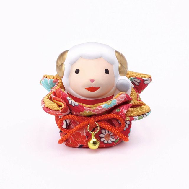 2027年干支飾り 薬師窯 錦彩招福未(ふく福巾着)