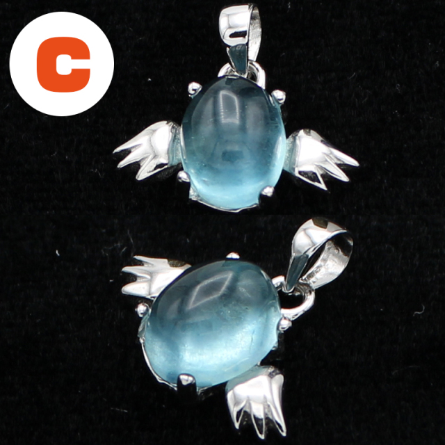 ブルーグリーンフローライト ペンダントトップ エンジェル型