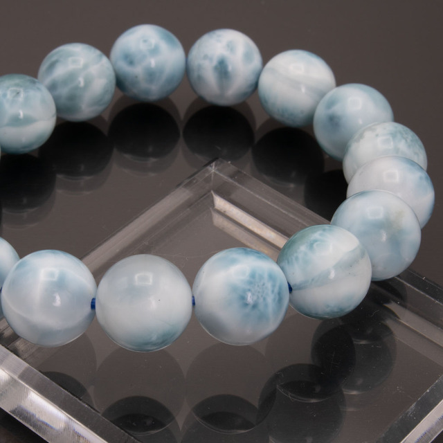 ラリマー ブレスレット 11.5-12mm 17珠 4A+ 内径約16.5cm ドミニカ共和国産